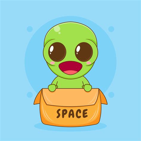 Cute Alien cartoon character inside a box 5533974 Vector Art at Vecteezy