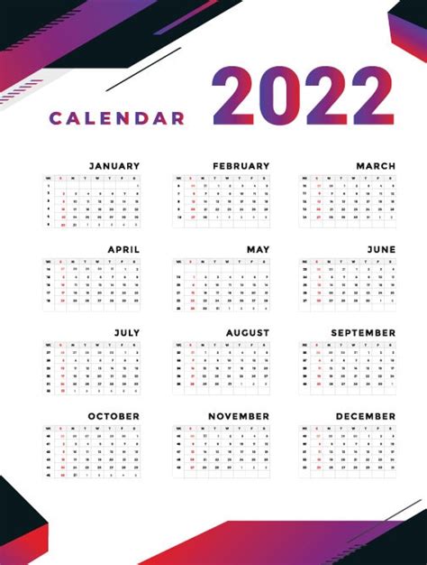 Printable 2022 Calendar With Week Numbers Purple Modern | Etsy