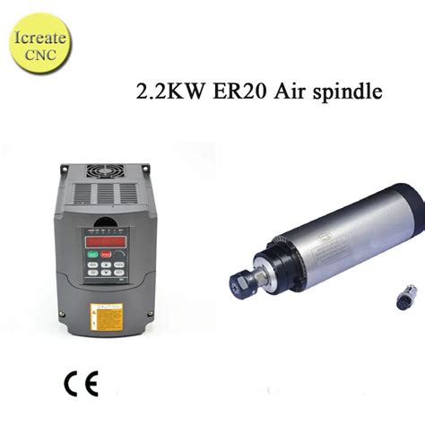 Free Shipping CNC Spindle Motor 2.KW ER20 220V Air cooled CNC Spindle 2.2kw + 2.2KW 220V ...