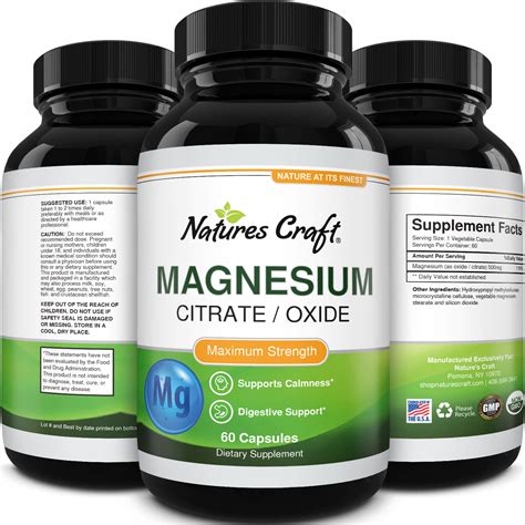 High Absorption Magnesium Complex Supplement - Pure Magnesium Citrate ...