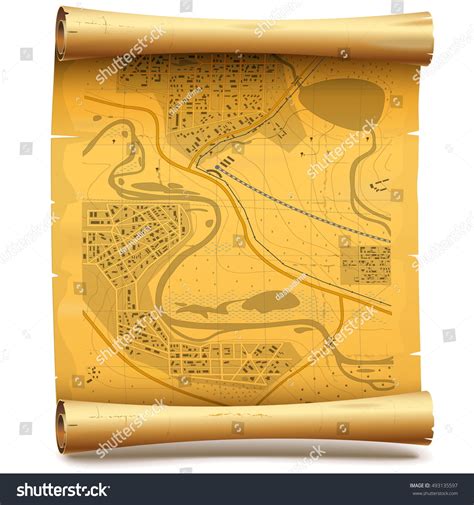 Vector Paper Scroll Map Stock Vector (Royalty Free) 493135597 | Shutterstock