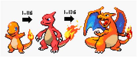 Charmander Evolution Pixel Art, HD Png Download - kindpng