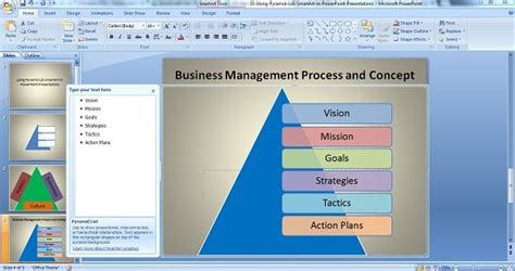 Using Pyramid List SmartArt in PowerPoint Presentations