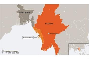 The Map of Bangladesh and Myanmar showing the state of Rakhine Source ...