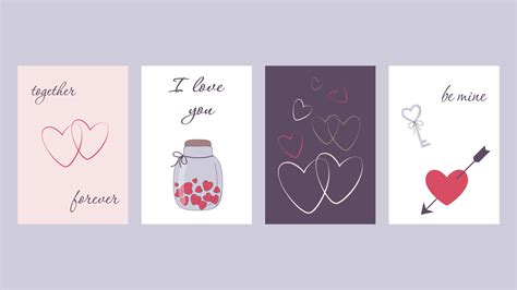 set of romantic cards 19485078 Vector Art at Vecteezy