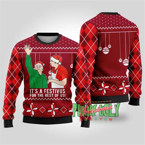 Festivus For The Rest Of Us Seinfeld Funny Christmas Sweater Cardinal Red