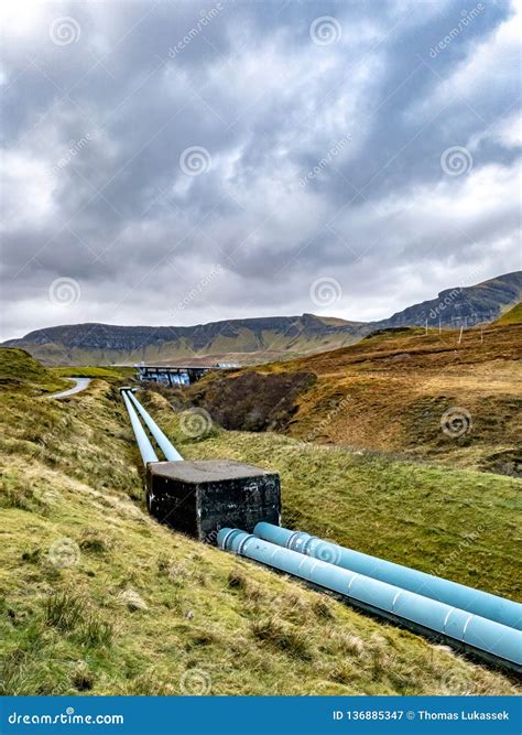 Pipeline of the Storr Lochs Hydroelectric Power Station Nestled Under the Mountains of the ...