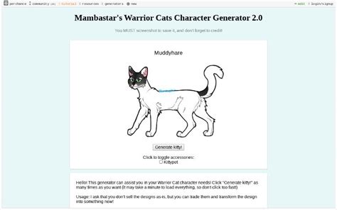 Mambastar's Warrior Cats Character Generator 2.0