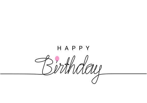 Happy Birthday lettering, continuous line drawing, banner, poster, flyers, greeting cards, hand ...