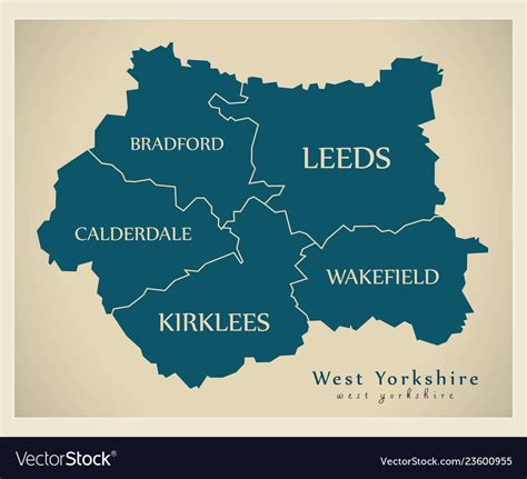 Modern map - west yorkshire metropolitan county Vector Image