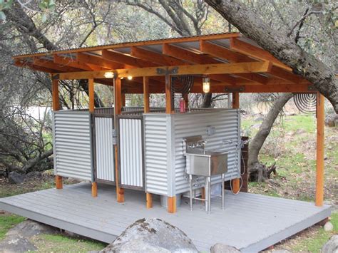 Outdoor glamping shower and toilt facility | Outdoor bathroom design, Outdoor toilet, Outdoor ...