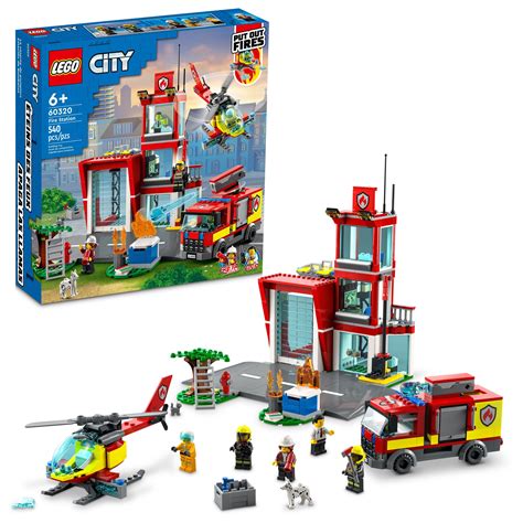 LEGO City Fire Station Set 60320 with Garage, Helicopter & Fire Engine ...