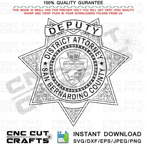 Deputy District Attorney Badge SVG Custom Number, Line Art Vector, Cnc ...