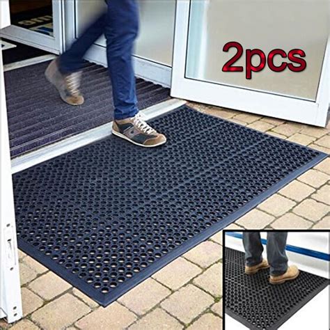 Zimtown 2pcs Rubber Entrance Doormat Floor Mat 60" x 35" Entrance Rug Indoor/Outdoor Door mat ...