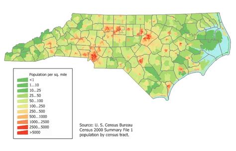 North Carolina Population Map - MapSof.net