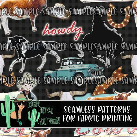 Seamless Pattern Cowboy Stuff | Etsy