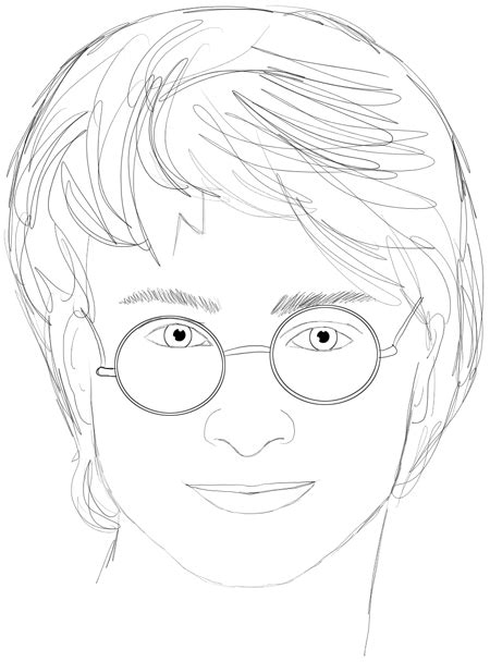 How to Draw Harry Potter Step by Step Drawing Lesson : Daniel Radcliffe ...