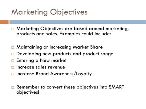 Marketing Objectives Examples