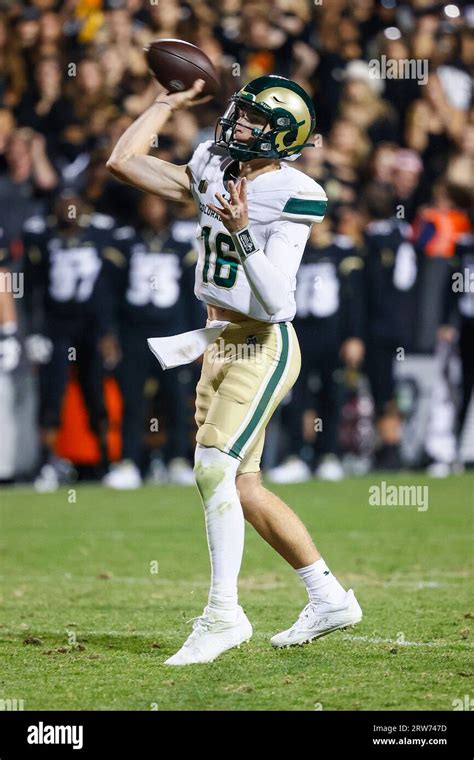 September 16, 2023: Colorado State Rams quarterback Brayden Fowler-Nicolosi (16) throws a pass ...