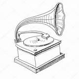 Old Record Player Drawing Sketch Coloring Page sketch template