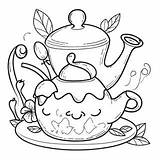 Charming Tea Party Coloring Page 36524 28905 sketch template
