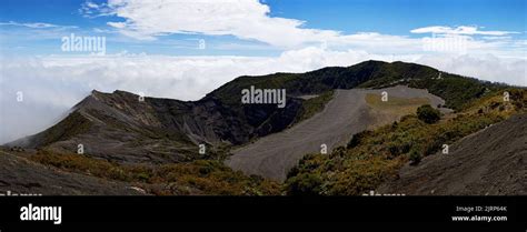 A panoramic view of Volcano Irazu and cloudscape in Costa Rica, Cartago Stock Photo - Alamy