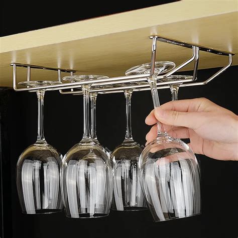 1 3 Row Stainless Steel wine glass rack hanging wine glass holder ...