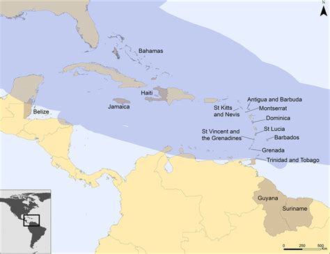 CARICOM countries within the Caribbean and regional belt of major ...