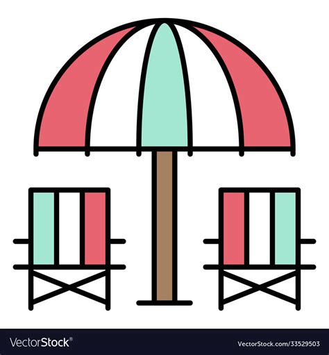 Beach chair with umbrella icon summer vacation Vector Image