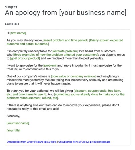 Business Apology Email Example for Customer Service: A Personalized Template