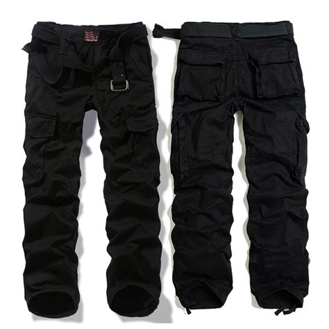 Mens Loose Fit Black Cargo Hiking Pants CW100037