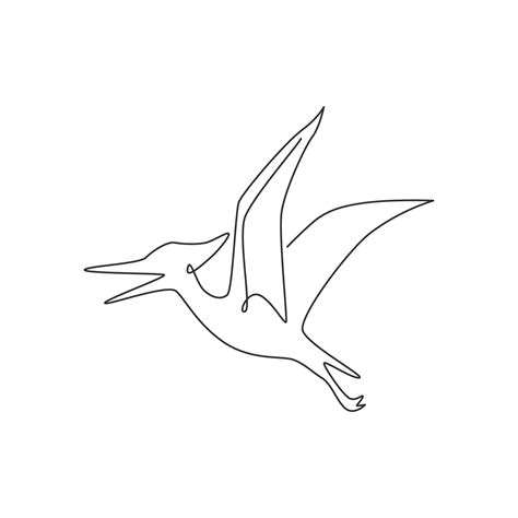 One continuous line drawing of aggressive pterodactyl prehistory animal for logo identity ...