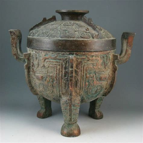 266: Chinese Patinated Tripod Copper Cauldron(Ding) : Lot 266