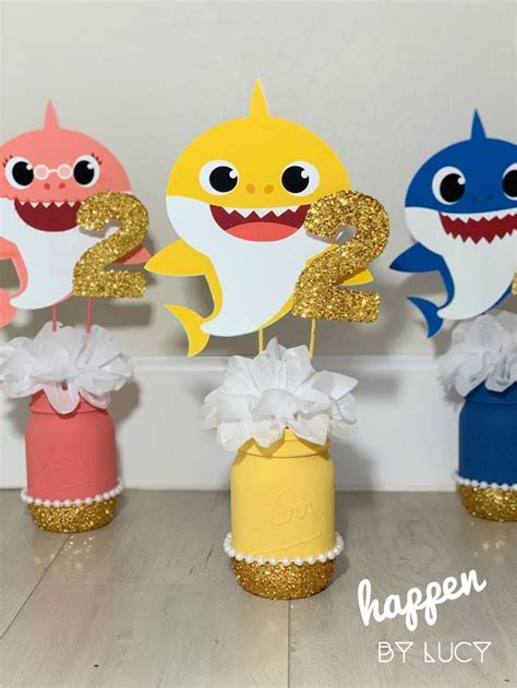 Baby Shark Inspired FULL Chalk Paint Centerpieces | Etsy | Shark theme ...