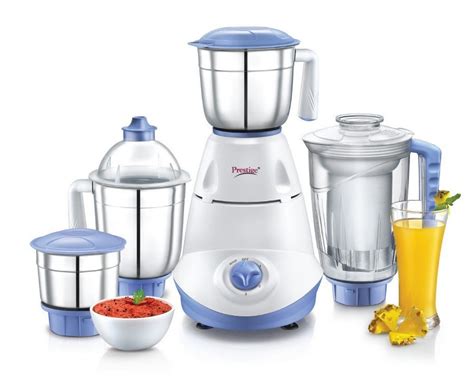 Prestige Iris 750 Watt Mixer Grinder with 3 Stainless Steel Jar + 1 Juicer Jar (White and Blue ...