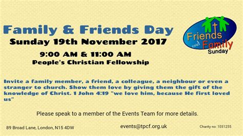 Friends and Family Day! - The People's Christian Fellowship