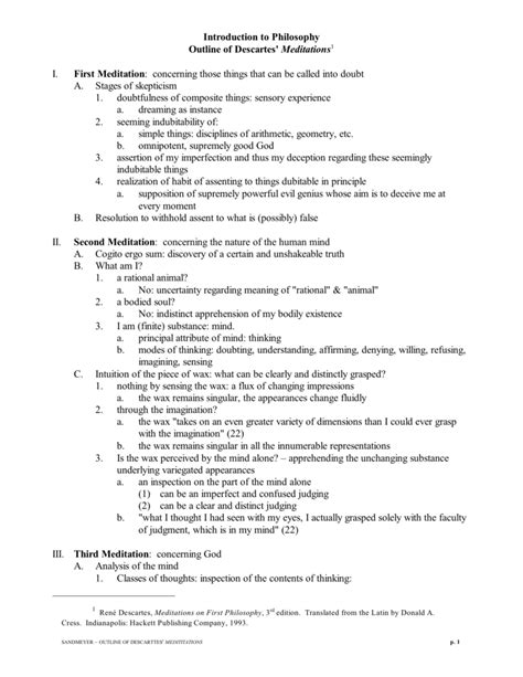 Outline of Descartes' Meditations