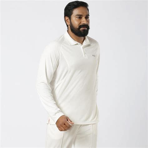 MEN'S FULL SLEEVE QUICK DRY CRICKET T-SHIRT, IVORY 500, WHITE