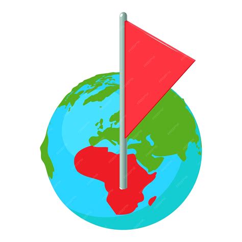 Premium Vector | Flag mark icon isometric vector planet earth globe with red flag pointer icon ...