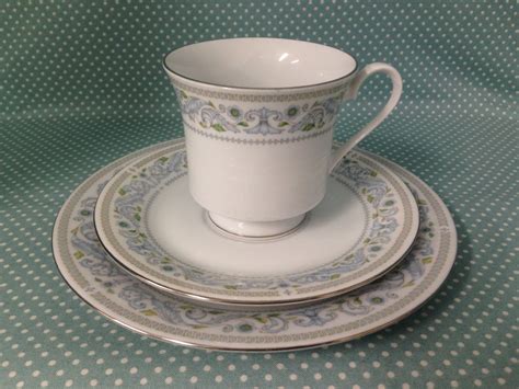 Vintage Crown Ming Jian Shiang Princess design cup, saucer and side plate, trio. Fine bone china ...