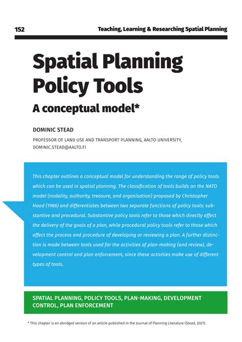 (PDF) Spatial Planning Policy Tools: A conceptual model