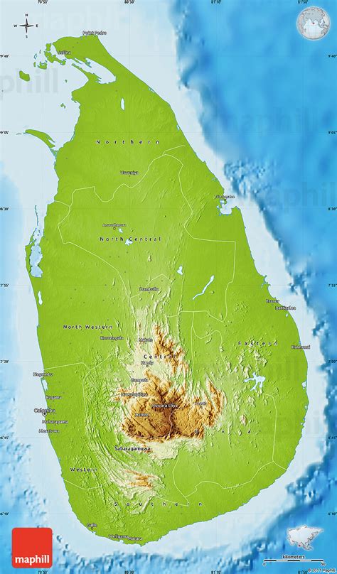 Sri Lanka Physik-karte