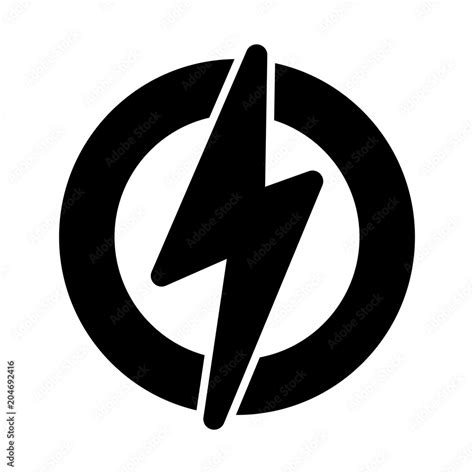 Simple, circular lightning bolt logo/icon. Black silhouette design. Isolated on white Stock ...