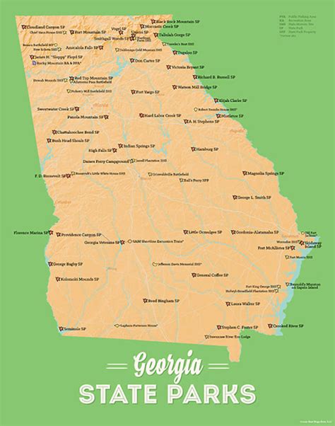 Georgia State Parks Map 11x14 Print - Best Maps Ever