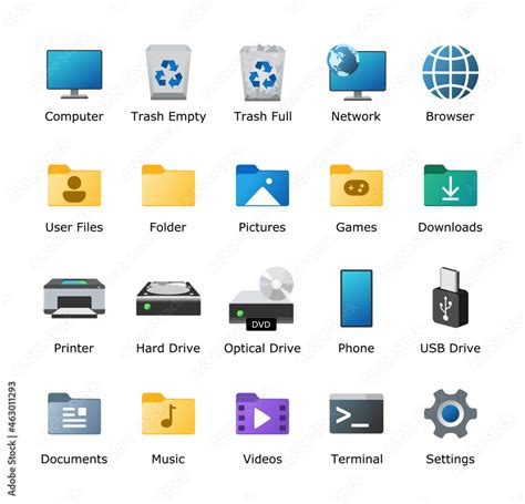 Desktop icon pack. My computer folder theme. Linux customization icons ...