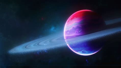 Planet Wallpaper 4K, Rings of Saturn, Colorful