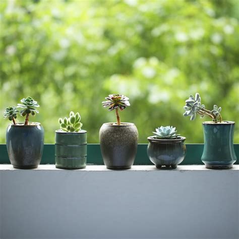 Pottery Desktop Flower Pot Mini Ceramic Flower Pots Chinese Style Garden Flower Box 8 Type To ...