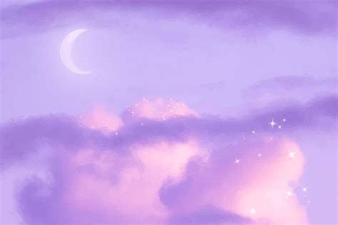 Aesthetic dreamy background, purple cloudy sky vector, glitter design ...