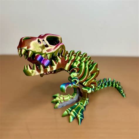 3D Printed Articulated T-rex Skeleton, Fidget Toy, Desk Toy, Tyrannosaurus Rex Skeleton, T-rex ...