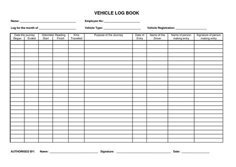 Driver Log Book Template Driver Log Book Template . Driver Log Book ...